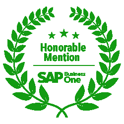 SAP Business One Partner Honorable Mention award banner