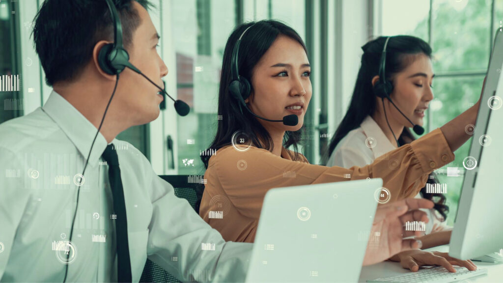 Customer support call center provide data with envisional graphic